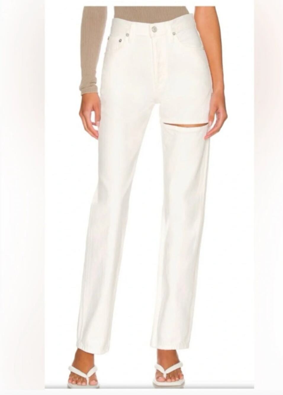 AGOLDE Off White Lana Slice Mid Rise Vintage Straight Jeans Element Size 26